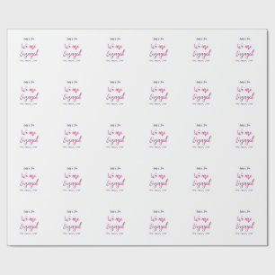Papel De Presente Nós estamos noivos roxo rosa nome data elegante si