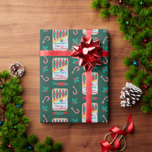 Papel De Presente Nós Pescamos Um Feliz Natal Lata de Sardinha Diver