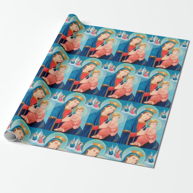 Papel De Presente Nossa Senhora Perpétua Ajuda Católica (Desenrolado)