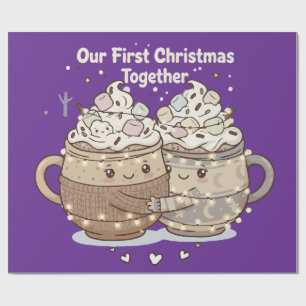 Papel De Presente Nosso Primeiro Natal Juntos Casal Bonitinho Kawa
