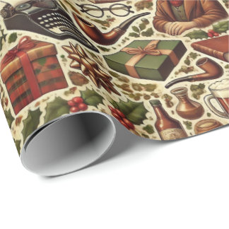 Papel De Presente Nostalgic Christmas Wrapping Paper for Grandfather
