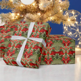 Papel De Presente Nostalgic Mistletoe Holly Christmas