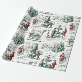 Papel De Presente Nostálgico Natal Vermelho Verde Papai Noel