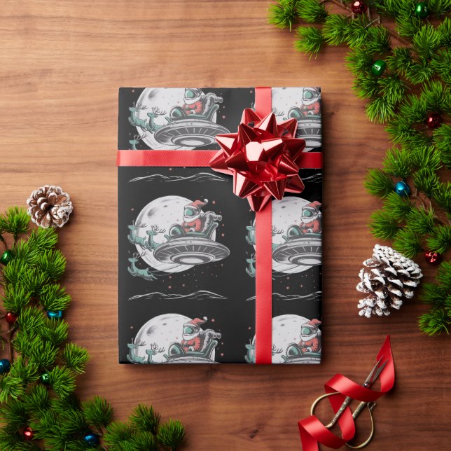 Papel De Presente Nostálgico Papai Noel ET OVNI Natal Criptozoologia (Presente de Natal)