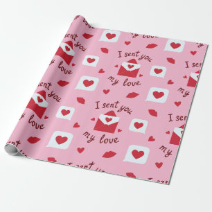 Papel De Presente Notas de Amor e Corações Românticos de São Valenti