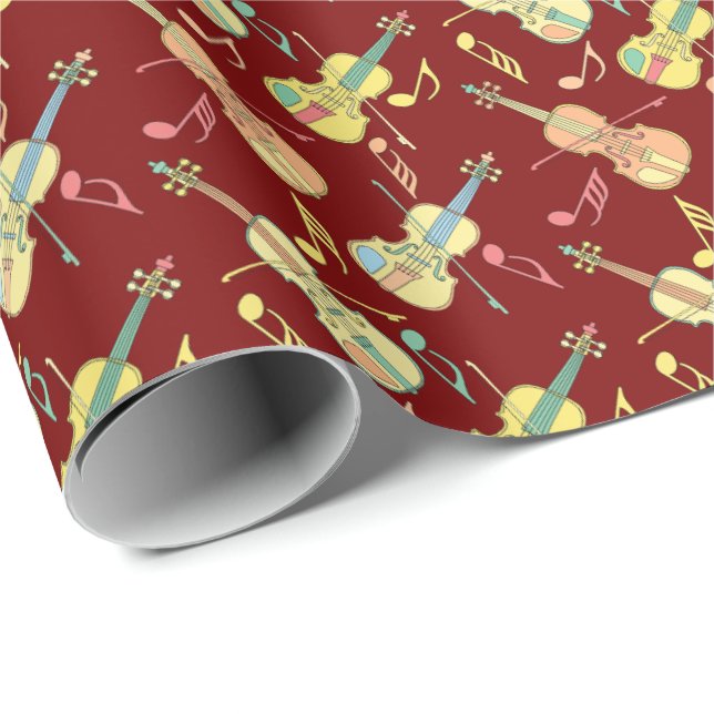 Papel De Presente Notas de Música Violinos Angled (Ponta do rolo)