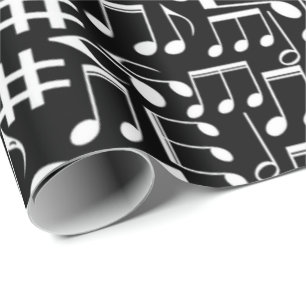 Papel De Presente Notas Musicais Brancas Dançando Amantes da Música