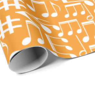 Papel De Presente Notas Musicais Brancas Dançando Amantes da Música