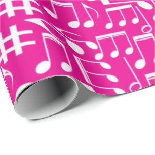 Papel De Presente Notas Musicais Brancas Dançantes Amantes da Música