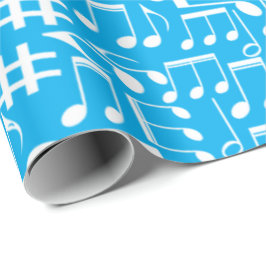 Papel De Presente Notas Musicais Brancas Dançantes Amantes da Música
