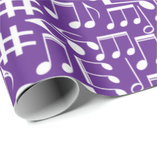 Papel De Presente Notas Musicais Brancas Dançantes Amantes da Música