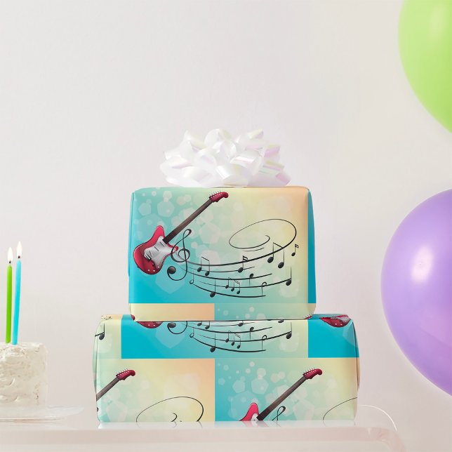 Papel De Presente Notas Musicais de Violão Elétrico (Criador carregado)