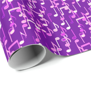 Papel De Presente Notas musicais impressas - violeta roxo, multi