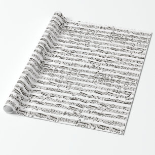 Papel De Presente Notas musicais preto e branco