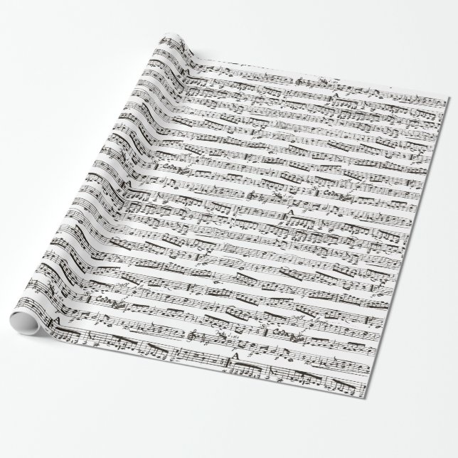 Papel De Presente Notas musicais preto e branco (Desenrolado)