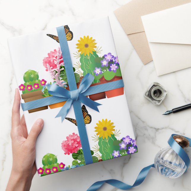 Papel De Presente Nova Casa Novo Jardim Vaso de Flores Artesanato  (Presentear)