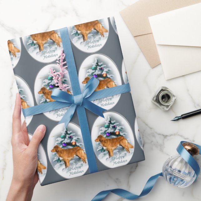 Papel De Presente Nova Escócia Duck Tolling Natal para Retriever (Presentear)