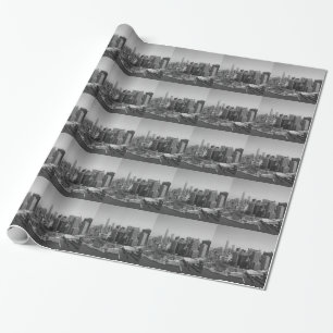 Papel De Presente Nova Iorque Branco preto - Skyline