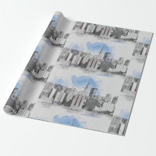 Papel De Presente Nova Iorque Manhattan Skyline