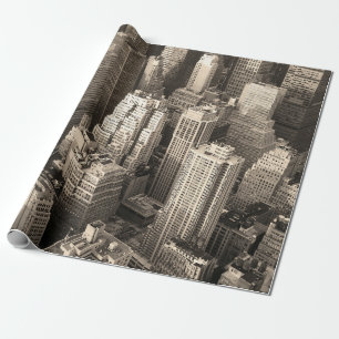 Papel De Presente Nova Iorque Manhattan - skyline aerial preto