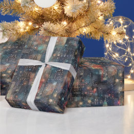 Papel De Presente Nova Iorque no Ano Novo em Aquarelas