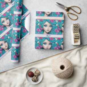 Papel De Presente Nova Princesa de Londres com Cabelo e Olhos Turque
