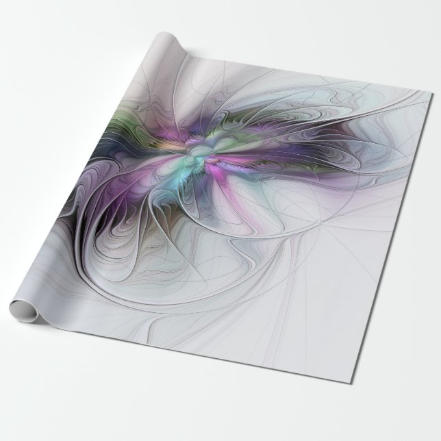 Papel De Presente Nova Vida, Fantasia Colorida de Arte Fractal Abstr (Desenrolado)