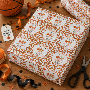 Papel De Presente Novato do Ano 1º Aniversário Basquete