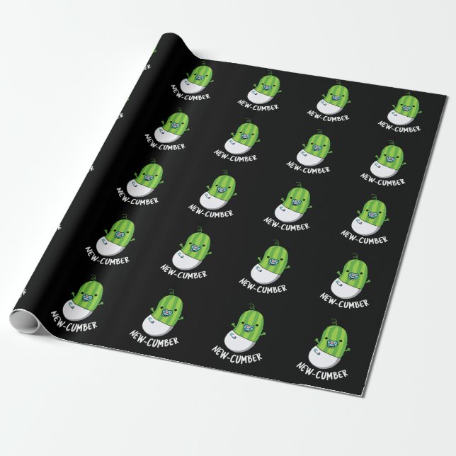 Papel De Presente Novato Engraçado Veggie Pepino Pun Dark BG (Desenrolado)