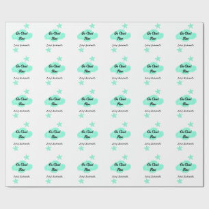 Papel De Presente Nove nuvens pastéis verdes estrelas despedida de s