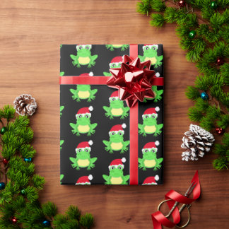 Papel De Presente Novidade do padrão Santa Hat do Sapo Negro de Nata
