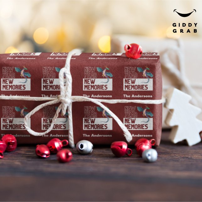 Papel De Presente Novo Ano Novo Dragão Vermelho Cereja (Criador carregado)