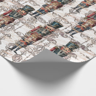 Papel De Presente Noz Crivador Gigante Dourado Lantejoulas Damasco