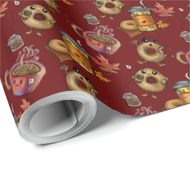 Papel De Presente Nozes Adoráveis e Chá (Ponta do rolo)