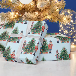 Papel De Presente Nozes de Aquarela e Árvores de Natal