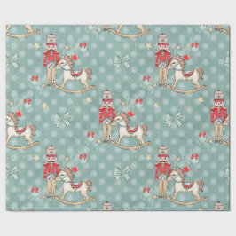 Papel De Presente Nozes de Natal e cavalo de balanço