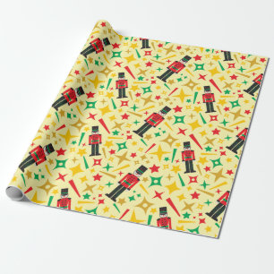 Papel De Presente Nozes e Estrelas Coloridas Natal Sem Costura
