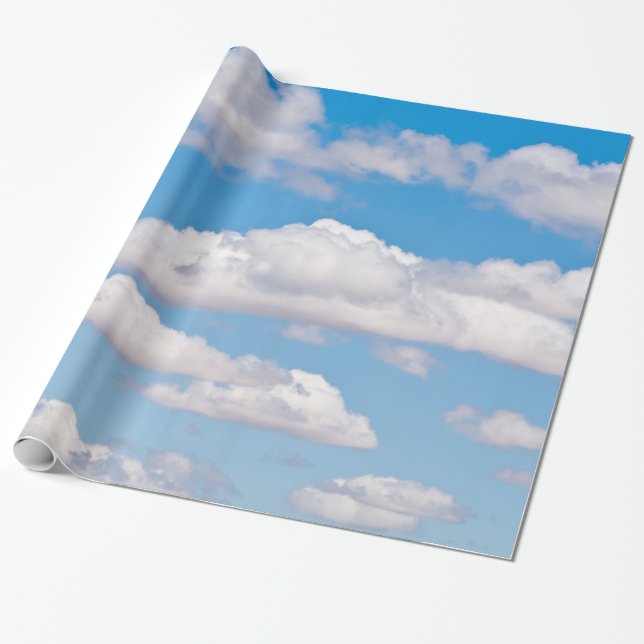 Papel De Presente Nubes en cielo azul (Desenrolado)