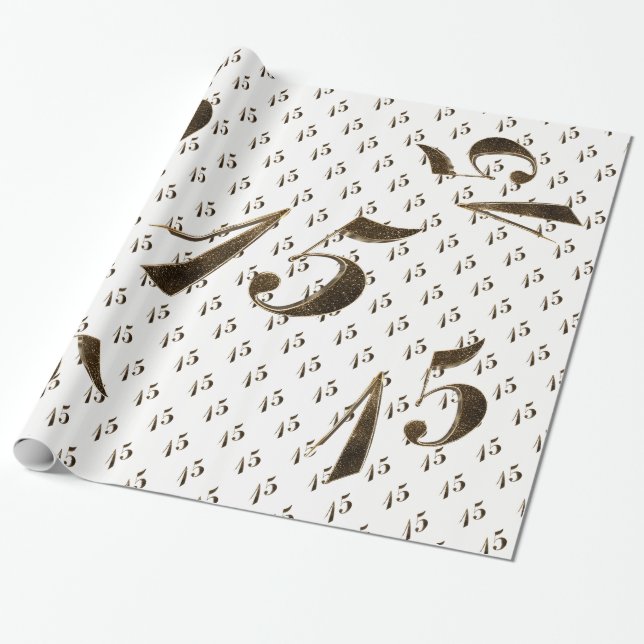 Papel De Presente Numero 15 Natas 15 Quinceanera Casamento de Aniver (Desenrolado)