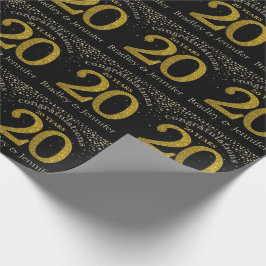 Papel De Presente Número 20: Papel Dourado de Aniversário de Glitter