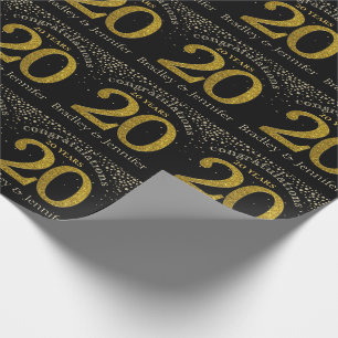 Papel De Presente Número 20: Papel Dourado de Aniversário de Glitter