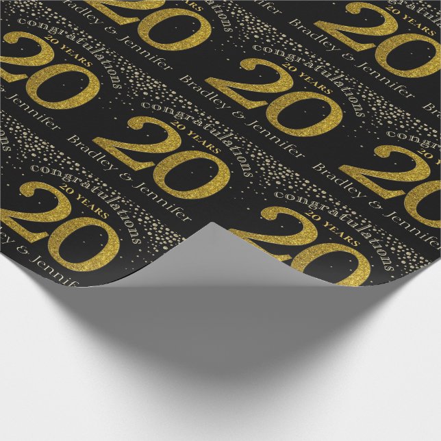 Papel De Presente Número 20: Papel Dourado de Aniversário de Glitter (Ponta)
