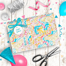 Papel De Presente Numero de Aniversário Cloud 50 B ID270