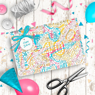 Papel De Presente Número de Aniversário Cloud de Palavras Quarenta