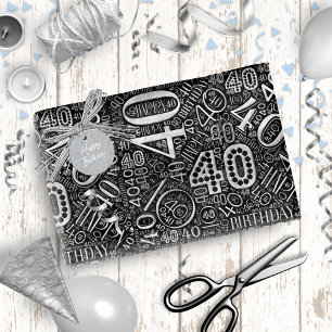 Papel De Presente Número de Aniversário Cloud de Palavras Quarenta