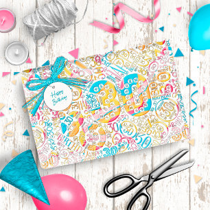 Papel De Presente Número de Aniversário Cloud de Palavras Trinta B