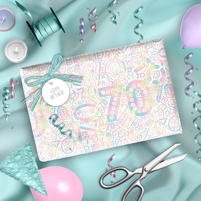 Papel De Presente Número de Aniversário Cloud Palavra Setenta A ID27 (Criador carregado)