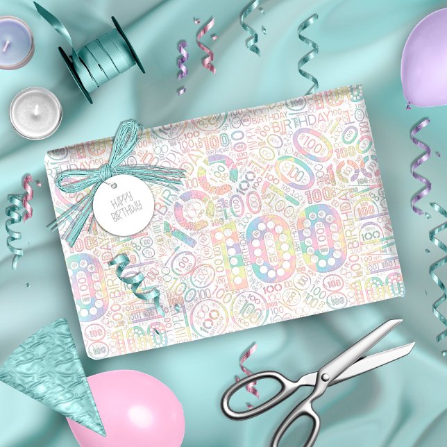 Papel De Presente Número de Aniversário Cloud Word 100 A ID270 (Criador carregado)