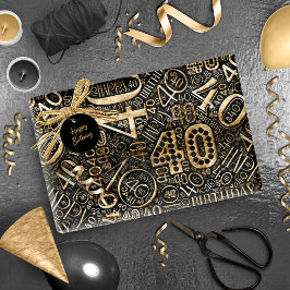 Papel De Presente Número de Aniversário Nuvem de Palavras Quarenta C