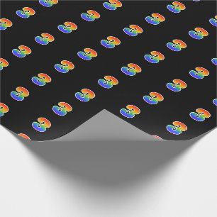 Papel De Presente Número de Evento "3" do Padrão do Rainbow